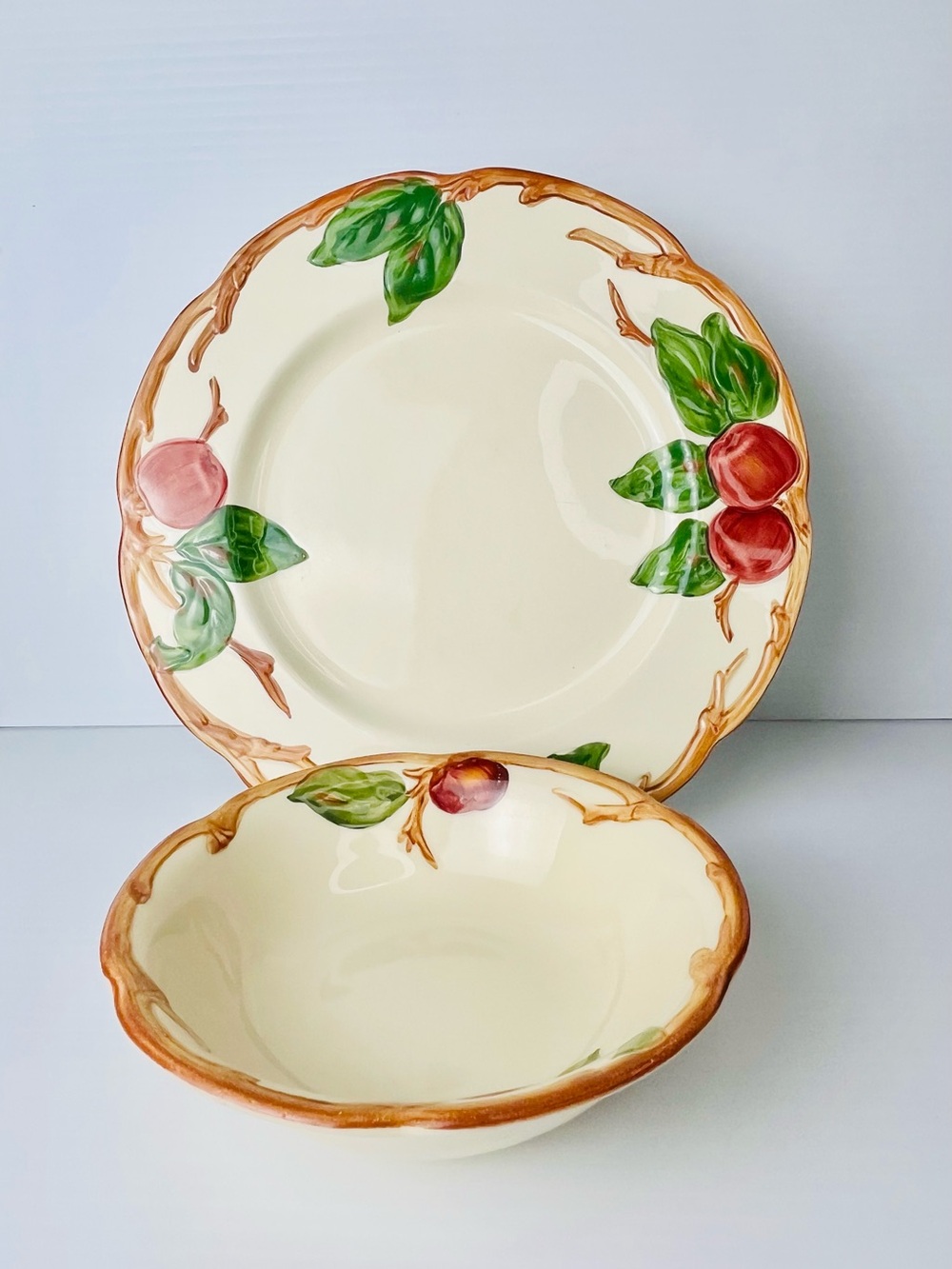 Apple (USA Backstamp) by Franciscan 2 Pieces of Vintage Dinnerware As Is